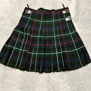 Scottish Kilt Men’s 38 Green Blue Red Plaid Tartan Buckle Festival